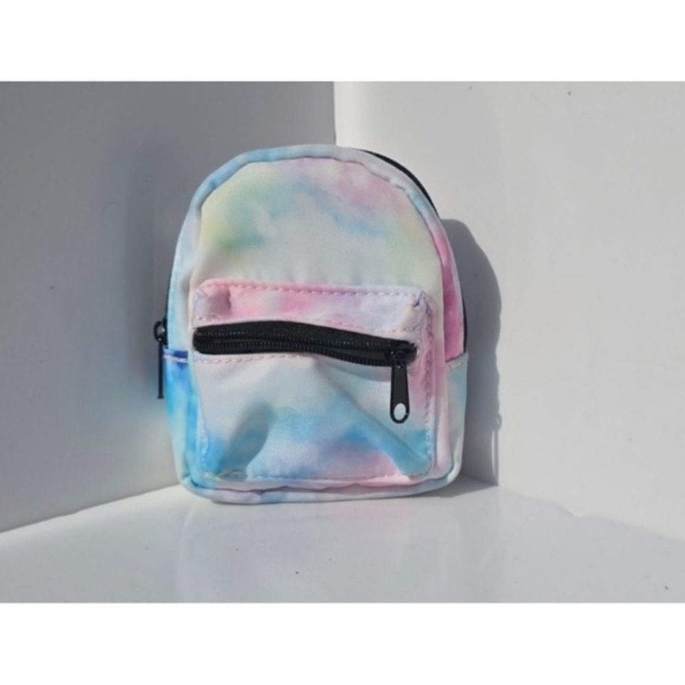 Mini Backpack Keychain Coin Purse Pastel Tie Dye Small Zipper Pouch Card Holder